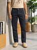Men's Black Regular Fit Solid Casual Jeans