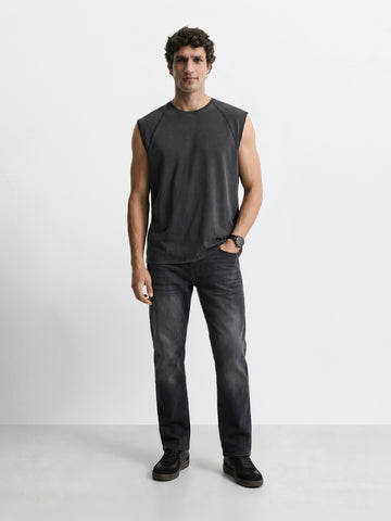 Men's Black Regular Fit Solid Casual Jeans