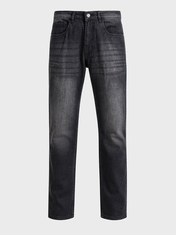 Men's Black Regular Fit Solid Casual Jeans