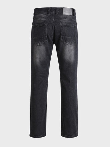 Men's Black Regular Fit Solid Casual Jeans