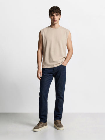 Men's Blue Regular Fit Solid Casual Jeans