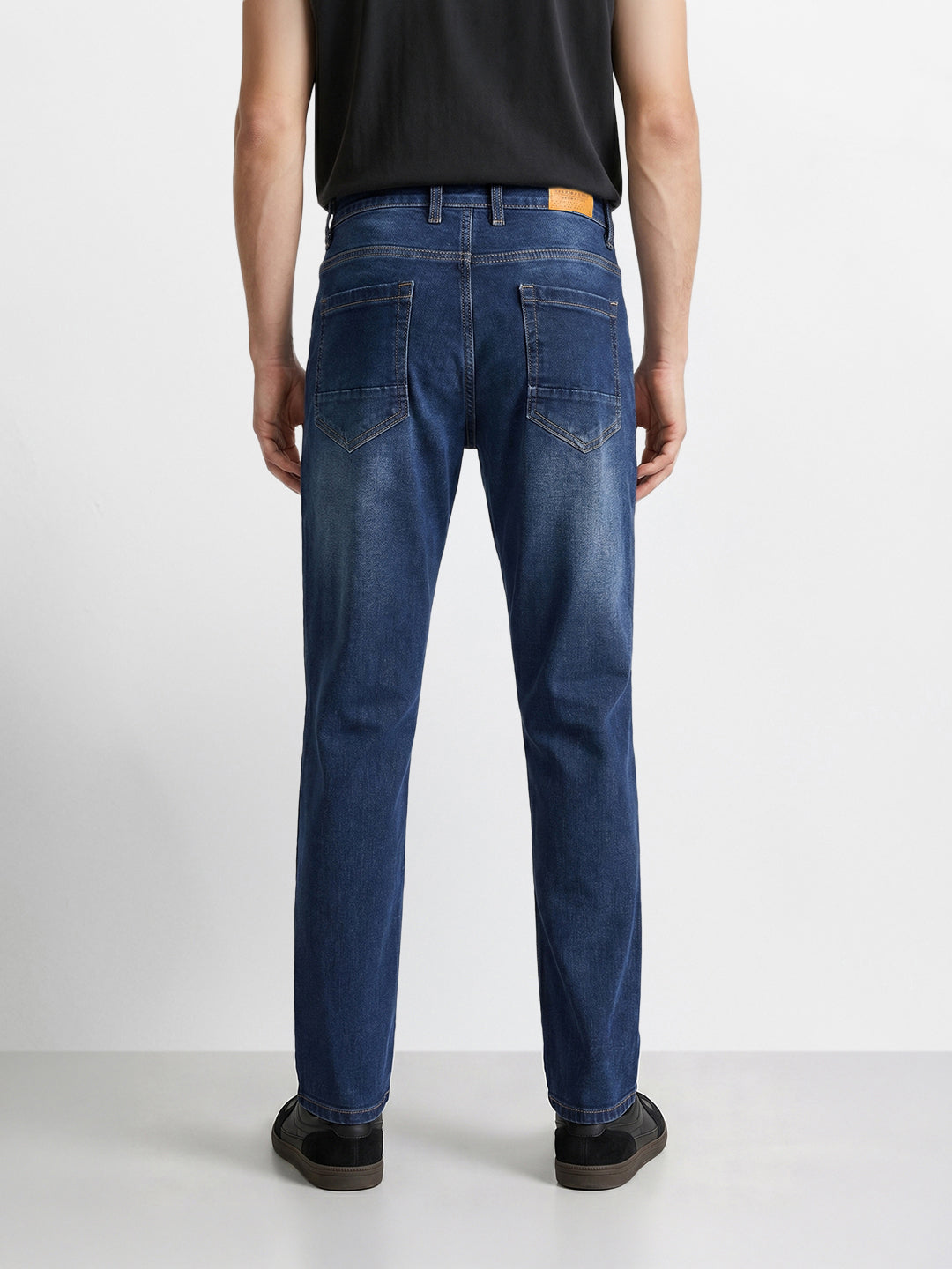 Men's Blue Regular Fit Solid Casual Jeans
