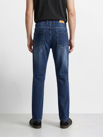 Men's Blue Regular Fit Solid Casual Jeans