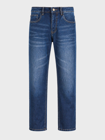 Men's Blue Regular Fit Solid Casual Jeans