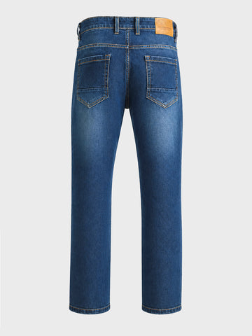 Men's Blue Regular Fit Solid Casual Jeans