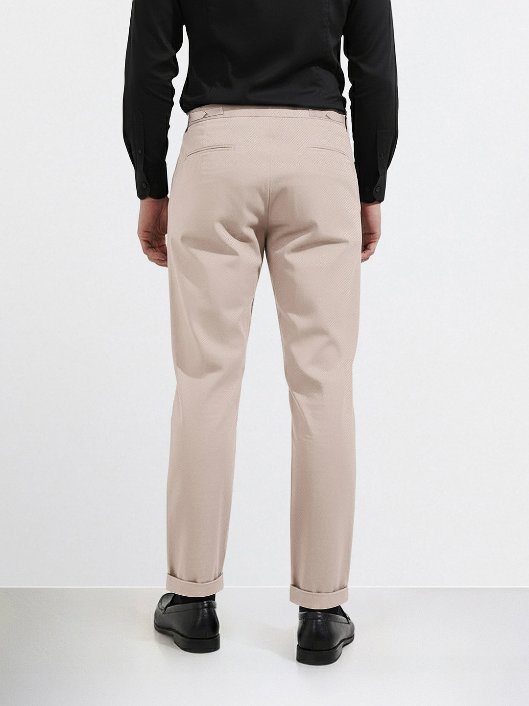 Men's Beige Relaxed Fit Utility Solid Trousers