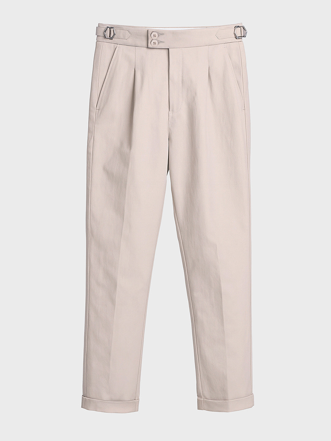 Men's Beige Relaxed Fit Utility Solid Trousers