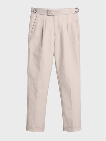 Men's Beige Relaxed Fit Utility Solid Trousers