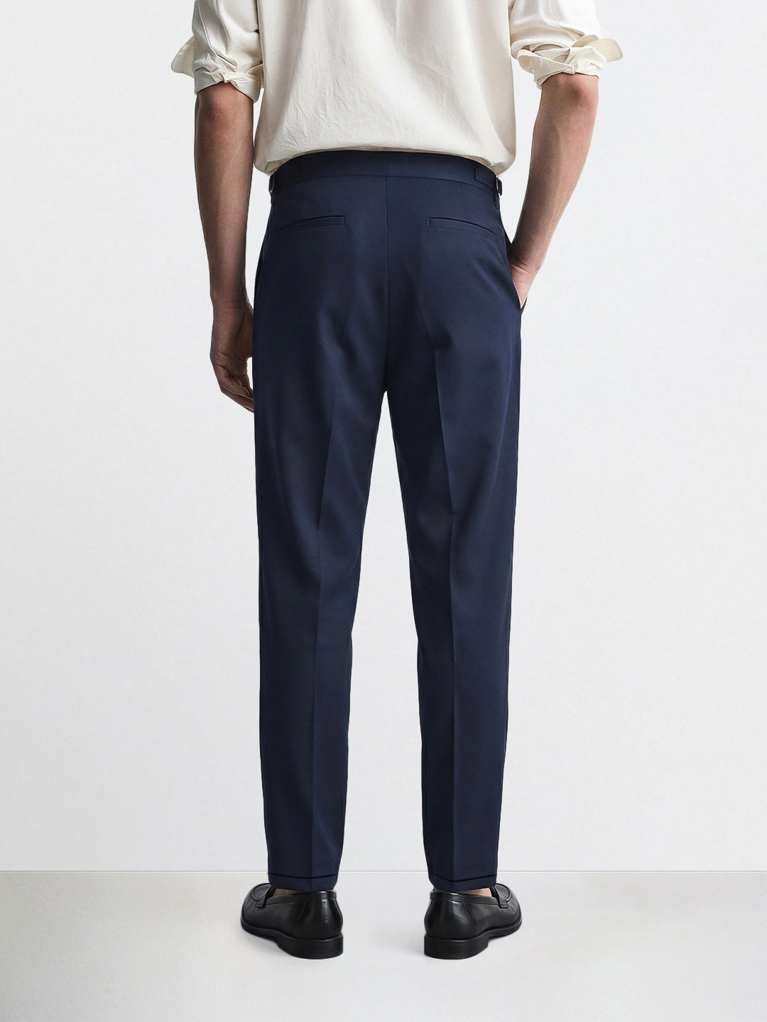 Men's Blue Relaxed Fit Utility Solid Trousers