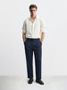 Men's Blue Relaxed Fit Utility Solid Trousers
