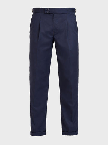 Men's Blue Relaxed Fit Utility Solid Trousers