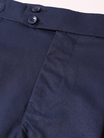Men's Blue Relaxed Fit Utility Solid Trousers