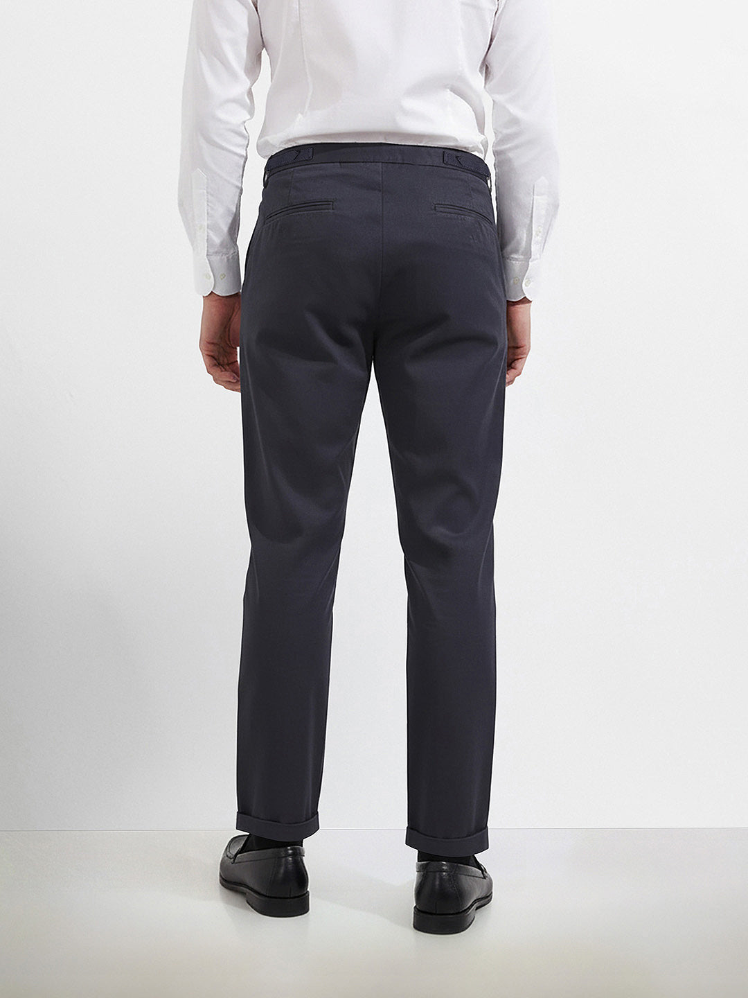 Men's Grey Relaxed Fit Utility Solid Trousers