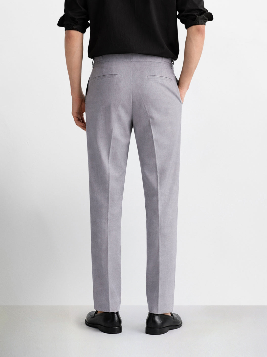 Men's Grey Relaxed Fit Utility Solid Trousers
