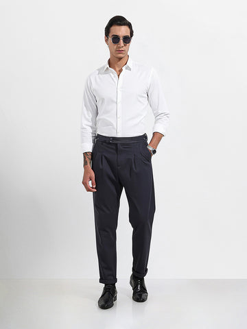 Men's Grey Relaxed Fit Utility Solid Trousers