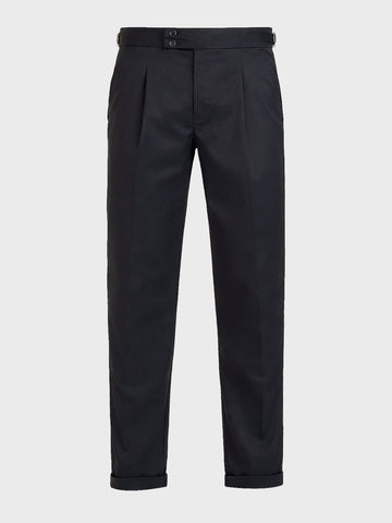 Men's Black Relaxed Fit Utility Solid Trousers