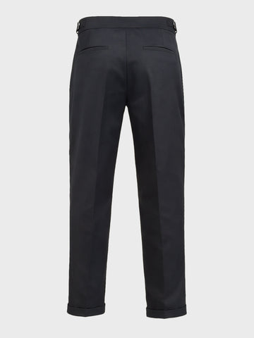 Men's Black Relaxed Fit Utility Solid Trousers