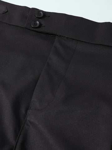 Men's Black Relaxed Fit Utility Solid Trousers