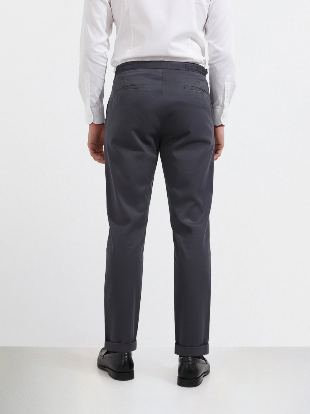 Men's Grey Relaxed Fit Utility Solid Trousers