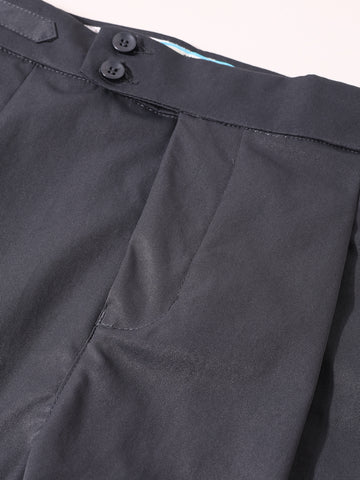 Men's Grey Relaxed Fit Utility Solid Trousers