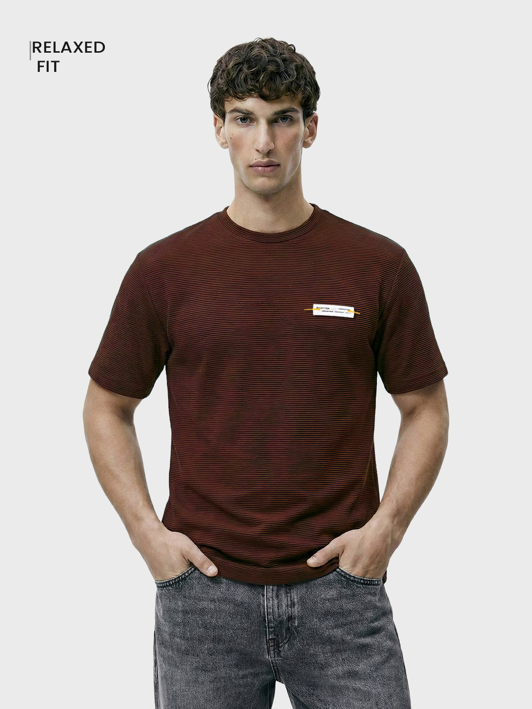 Men's Brown Relaxed Fit Solid Casual T-Shirts