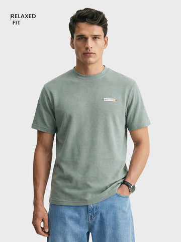 Men's Green Relaxed Fit Solid Casual T-Shirts