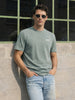 Men's Green Relaxed Fit Solid Casual T-Shirts