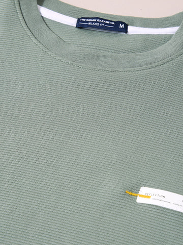 Men's Green Relaxed Fit Solid Casual T-Shirts