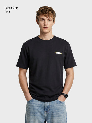 Men's Black Relaxed Fit Solid Casual T-Shirts