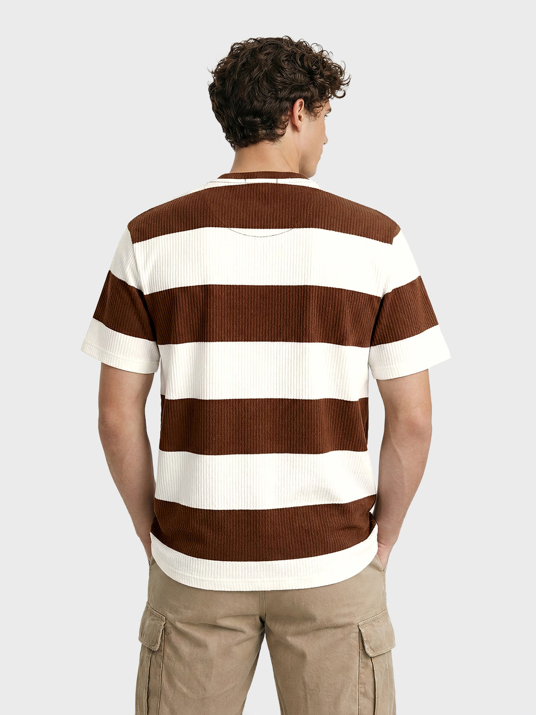 Men's Brown Relaxed Fit Solid Casual T-Shirts