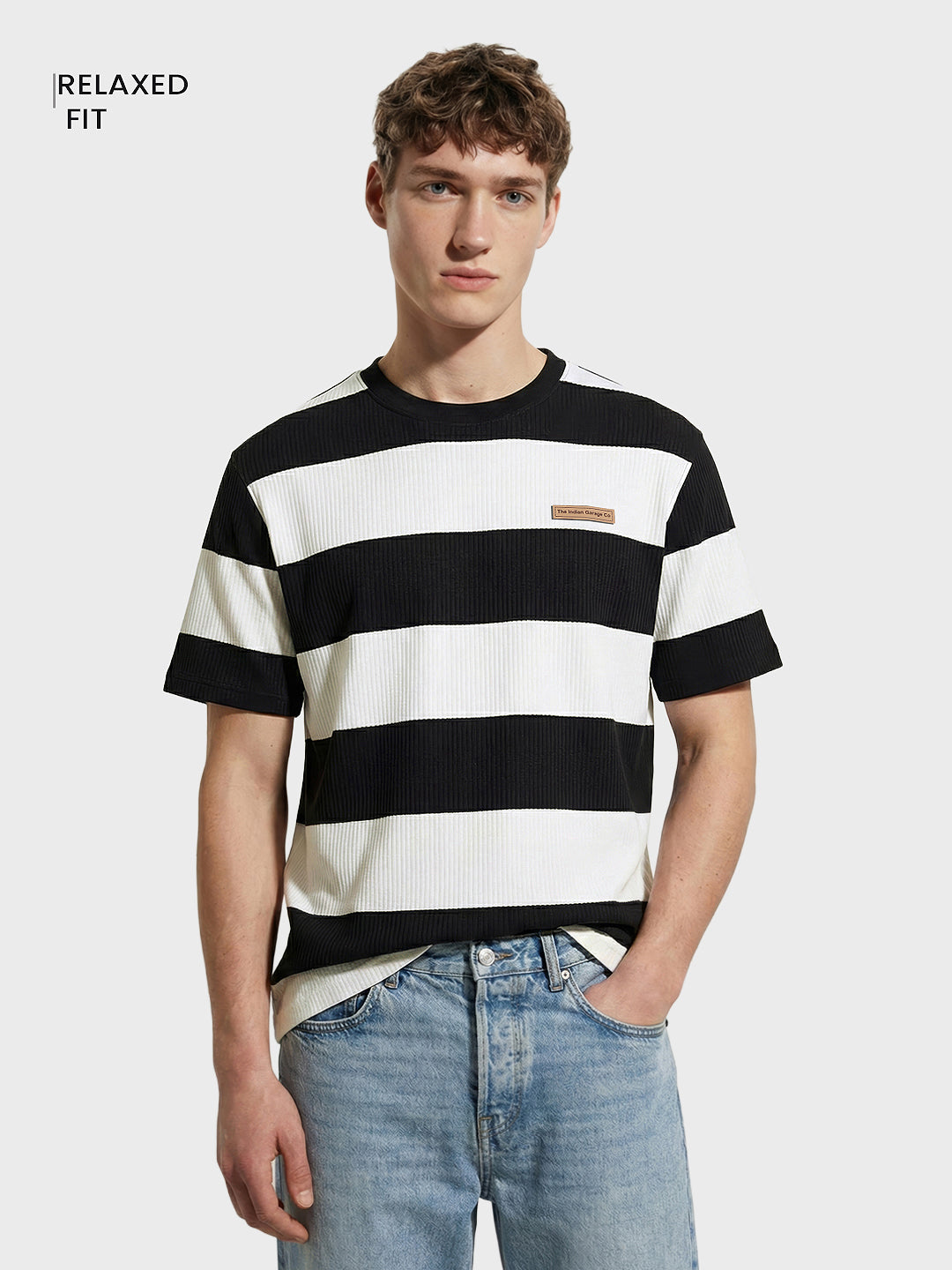 Men's Black Relaxed Fit Solid Casual T-Shirts