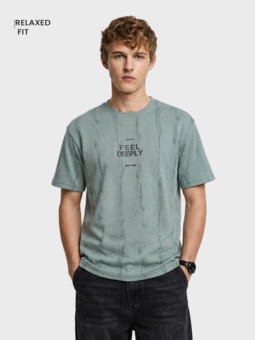 Men's Green Relaxed Fit Printed Casual T-Shirts