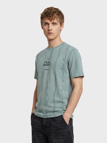 Men's Green Relaxed Fit Printed Casual T-Shirts