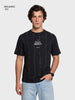 Men's Black Relaxed Fit Printed Casual T-Shirts