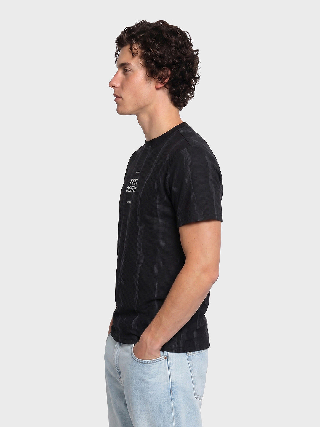 Men's Black Relaxed Fit Printed Casual T-Shirts