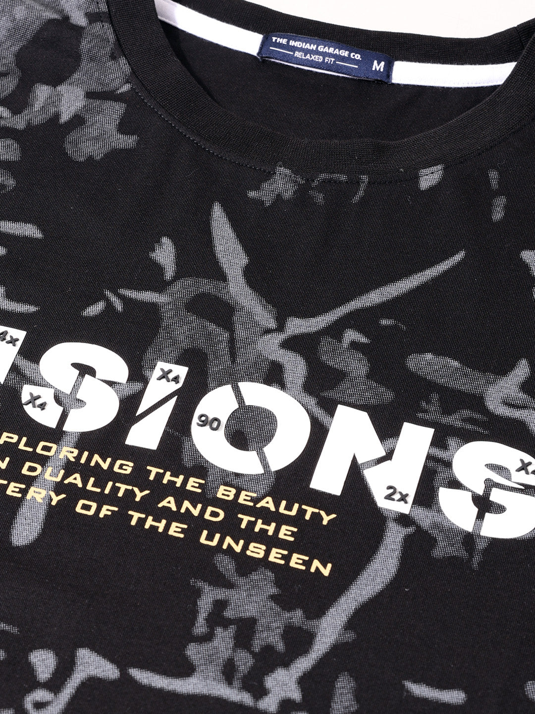Men's Black Relaxed Fit Printed Casual T-Shirts