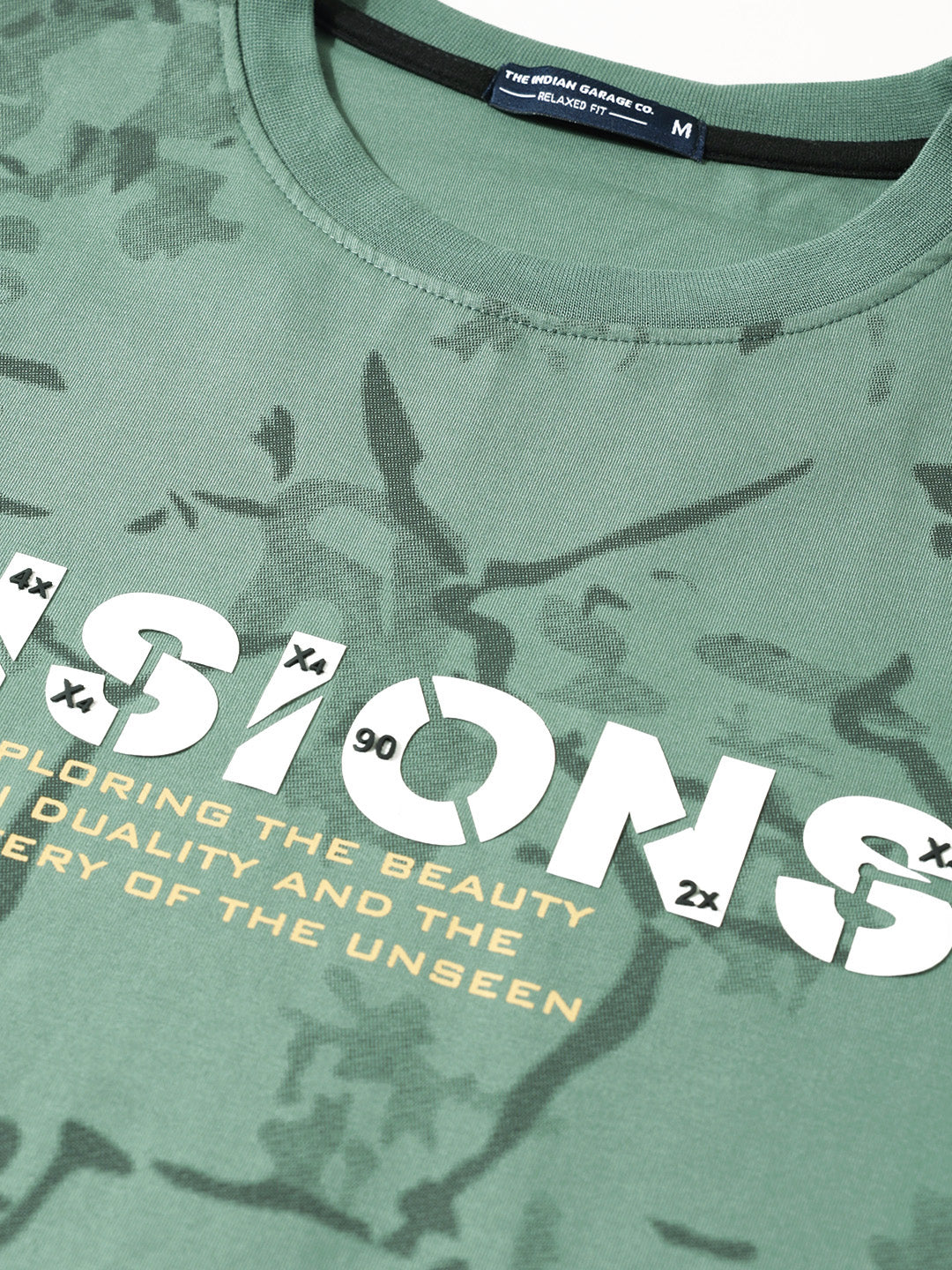 Men's Green Relaxed Fit Printed Casual T-Shirts