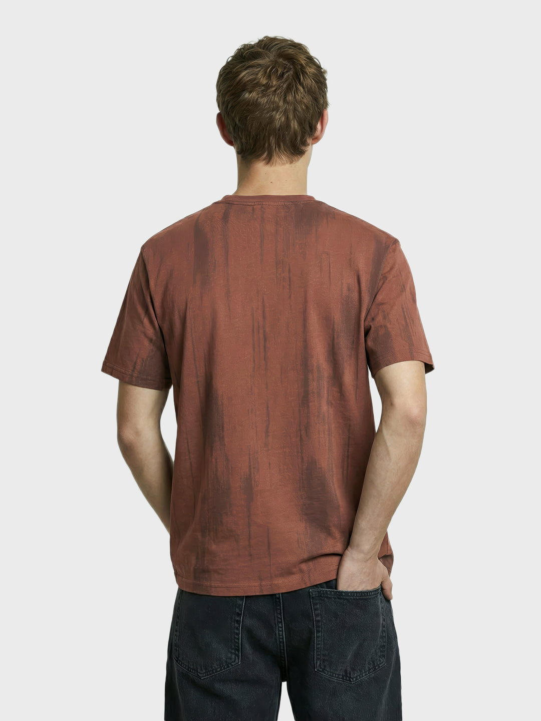 Men's Brown Relaxed Fit Printed Casual T-Shirts