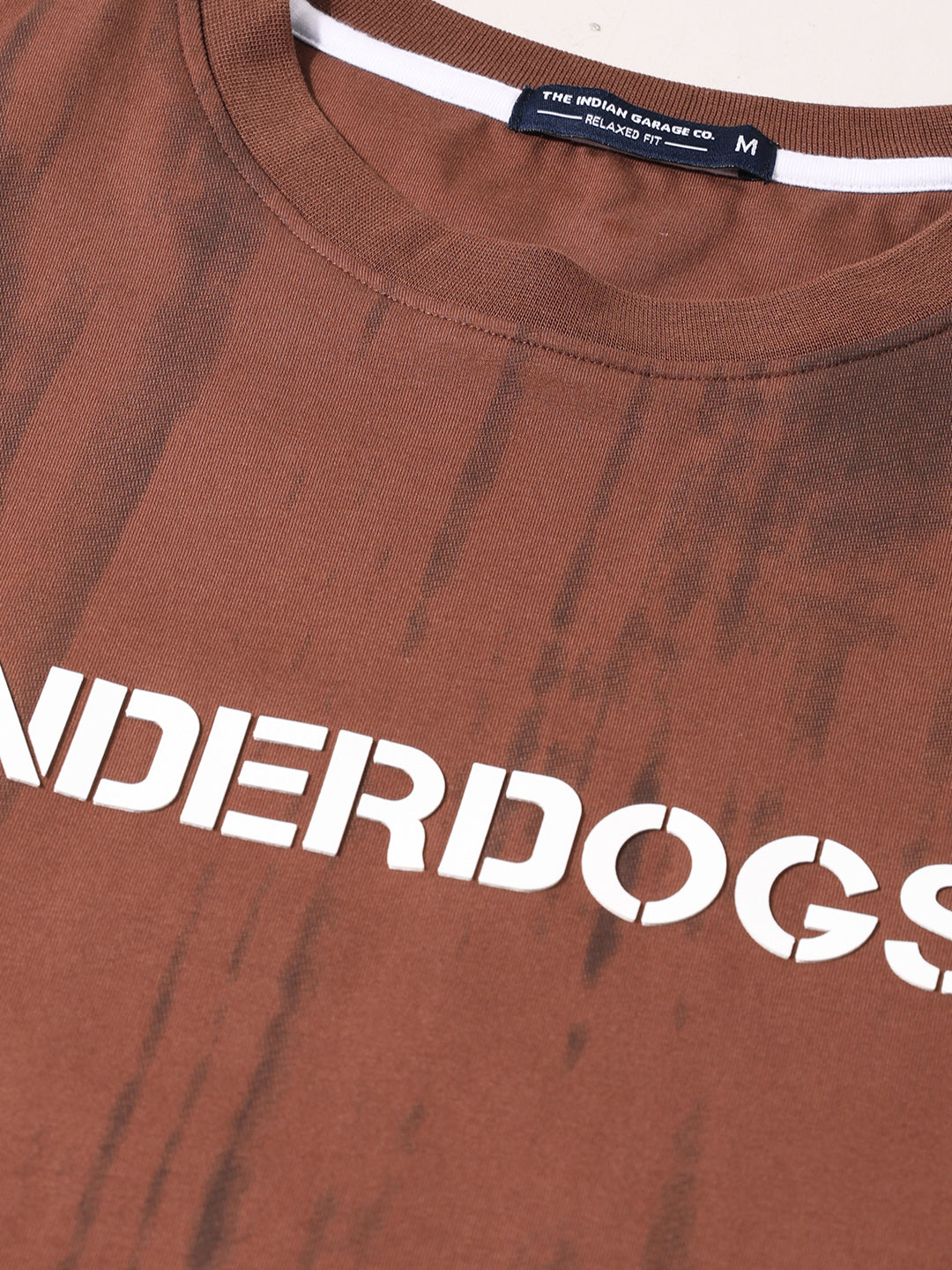Men's Brown Relaxed Fit Printed Casual T-Shirts