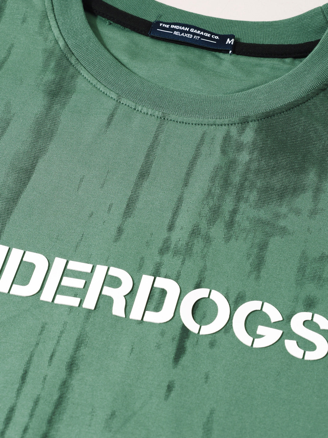 Men's Green Relaxed Fit Printed Casual T-Shirts