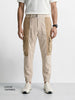 Men's White Loose Tapered Fit Solid Casual Jogger