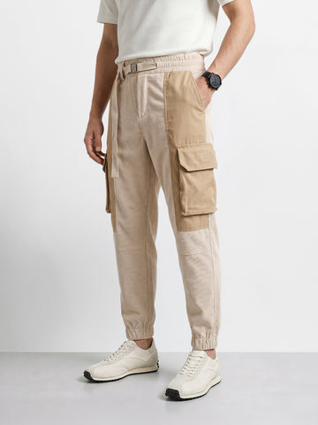 Men's White Loose Tapered Fit Solid Casual Jogger