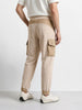 Men's White Loose Tapered Fit Solid Casual Jogger