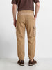 Men's Khaki Loose Tapered Fit Solid Casual Joggers