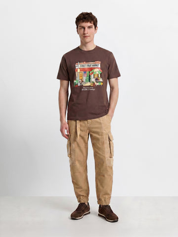 Men's Khaki Loose Tapered Fit Solid Casual Joggers
