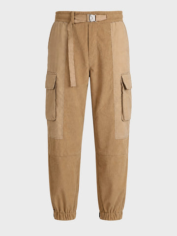 Men's Khaki Loose Tapered Fit Solid Casual Joggers