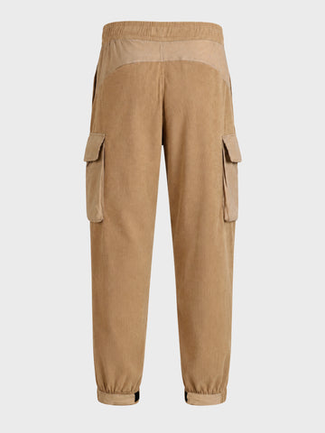 Men's Khaki Loose Tapered Fit Solid Casual Joggers