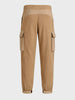 Men's Khaki Loose Tapered Fit Solid Casual Joggers