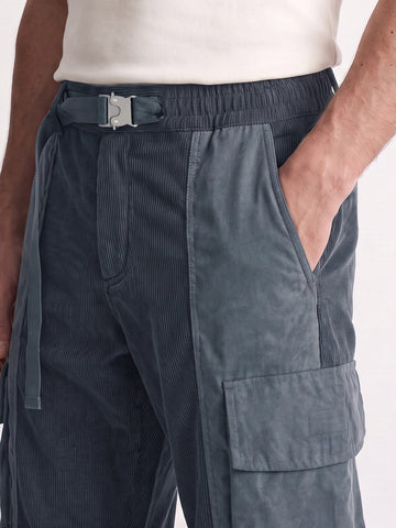 Men's Grey Loose Tapered Fit Textured Casual Joggers