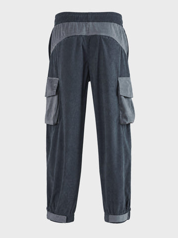 Men's Grey Loose Tapered Fit Textured Casual Joggers